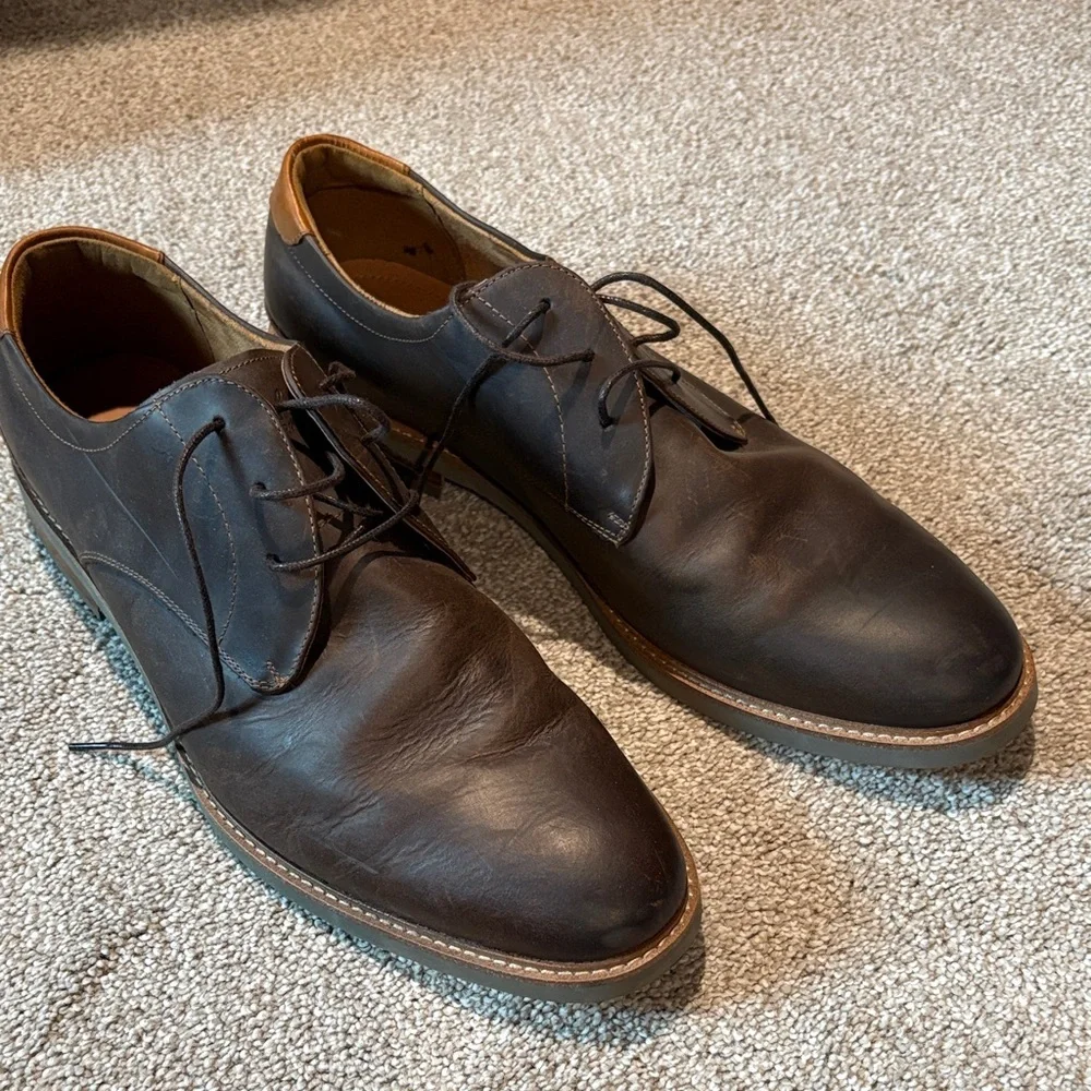 NWOT Florsheim men’s round toe Oxford wood and rubber sole genuine leather 13